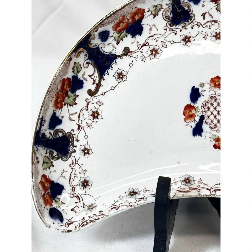 Westbourne England Porcelain Bone Plate Imari Pattern Platter Antique C‎ 1800's
